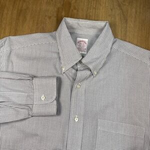 Brooks Brothers Red Tag Long Sleeve Dress Shirt Men 15.5 32 White Microcheck